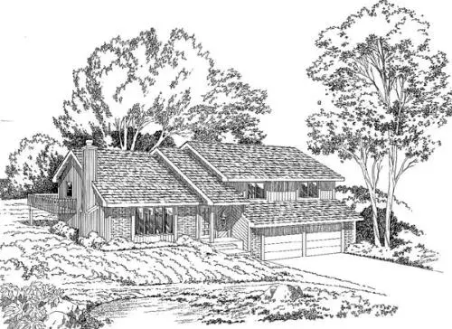 Contemporary house plans 46-169 - front exterior, 2,181 sq ft, 4 bed, 3 bath house plans | Monster House Plans