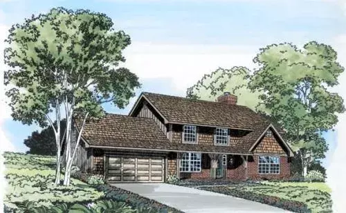 Farmhouse house plans 46-170 - front exterior, 2,229 sq ft, 3 bed, 2 bath house plans | Monster House Plans