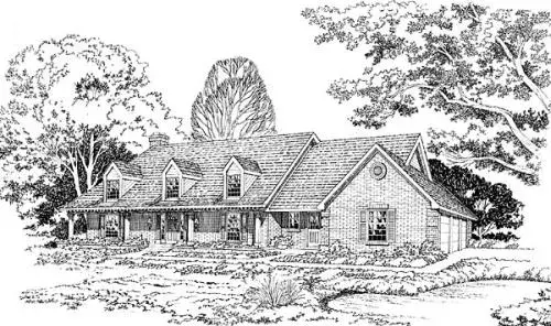 Farmhouse house plans 46-172 - front exterior, 3,119 sq ft, 3 bed, 2 bath house plans | Monster House Plans