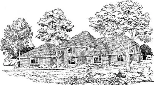 European house plans 46-175 - front exterior, 4,238 sq ft, 4 bed, 4 bath house plans | Monster House Plans