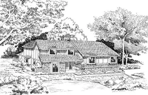 Contemporary house plans 46-176 - front exterior, 2,884 sq ft, 4 bed, 3 bath house plans | Monster House Plans