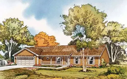 Country house plans 46-177 - front exterior, 1,688 sq ft, 3 bed, 2 bath house plans | Monster House Plans