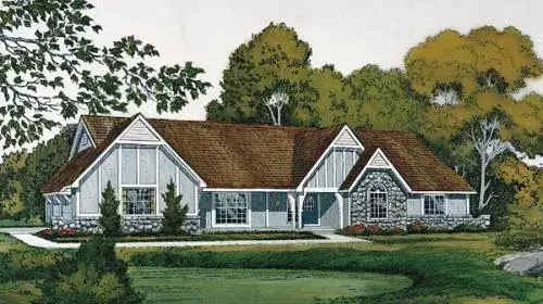 European house plans 46-179 - front exterior, 2,890 sq ft, 4 bed, 3 bath house plans | Monster House Plans