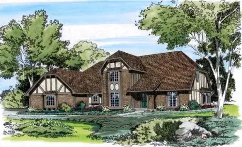 Tudor house plans 46-180 - front exterior, 3,491 sq ft, 4 bed, 3 bath house plans | Monster House Plans