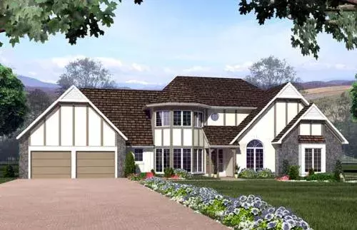 Tudor house plans 46-182 - front exterior, 2,176 sq ft, 3 bed, 2 bath house plans | Monster House Plans