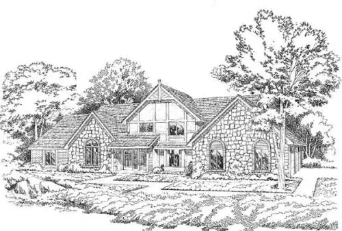 Tudor house plans 46-184 - front exterior, 2,922 sq ft, 3 bed, 3 bath house plans | Monster House Plans
