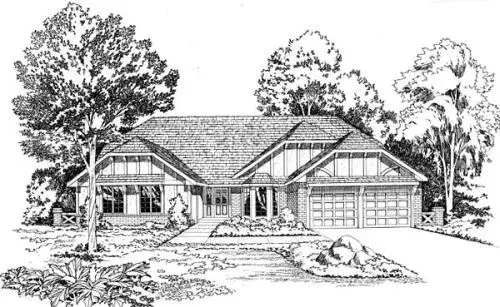Tudor house plans 46-186 - front exterior, 2,376 sq ft, 4 bed, 3 bath house plans | Monster House Plans