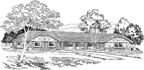 Tudor house plans 46-196 - front exterior, 3,025 sq ft, 4 bed, 3 bath house plans | Monster House Plans