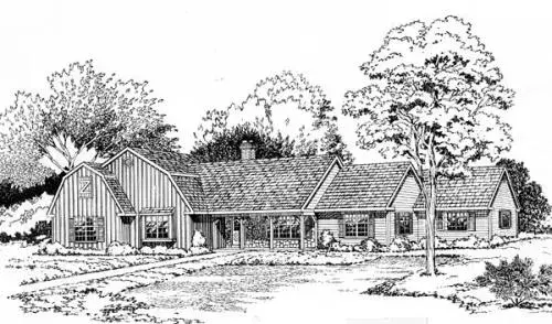 Country house plans 46-198 - front exterior, 2,730 sq ft, 3 bed, 2 bath house plans | Monster House Plans