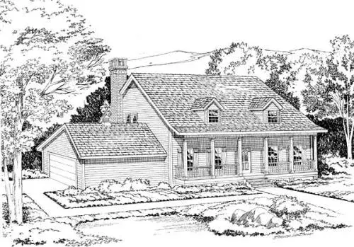 Country house plans 46-203 - front exterior, 2,215 sq ft, 3 bed, 2 bath house plans | Monster House Plans