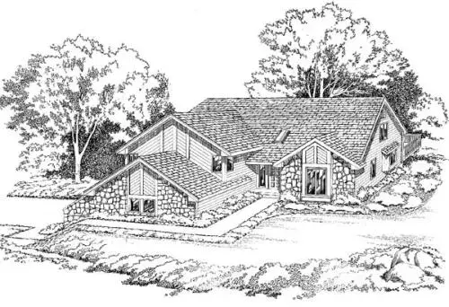 Contemporary house plans 46-208 - front exterior, 2,636 sq ft, 3 bed, 2 bath house plans | Monster House Plans
