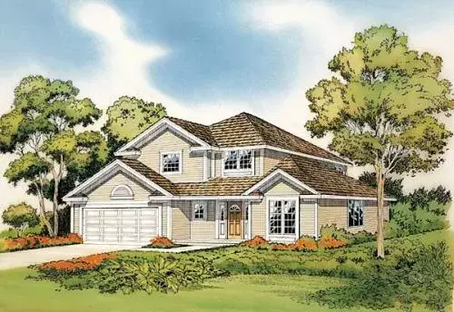 Traditional house plans 46-217 - front exterior, 1,711 sq ft, 3 bed, 2 bath house plans | Monster House Plans