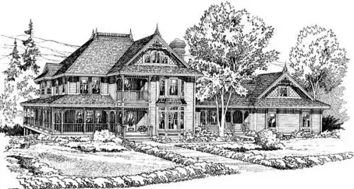 Victorian house plans 46-219 - front exterior, 2,744 sq ft, 5 bed, 3 bath house plans | Monster House Plans