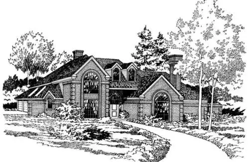 European house plans 46-221 - front exterior, 3,569 sq ft, 5 bed, 4 bath house plans | Monster House Plans