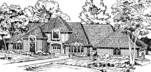Traditional house plans 46-226 - front exterior, 4,890 sq ft, 4 bed, 3 bath house plans | Monster House Plans