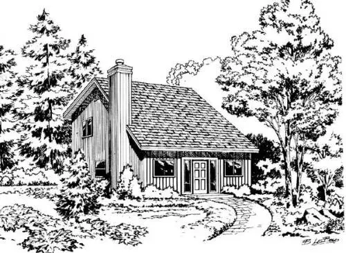 Contemporary house plans 46-231 - front exterior, 990 sq ft, 2 bed, 2 bath house plans | Monster House Plans