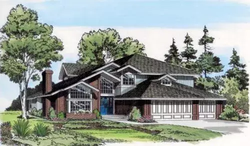 Traditional house plans 46-233 - front exterior, 3,503 sq ft, 4 bed, 3 bath house plans | Monster House Plans