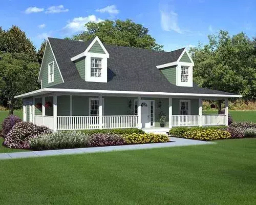 Country house plans 46-243 - front exterior, 1,907 sq ft, 3 bed, 2 bath house plans | Monster House Plans