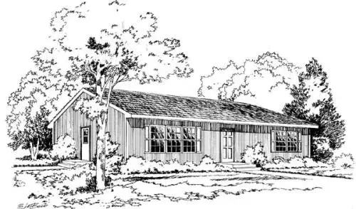 Traditional house plans 46-245 - front exterior, 1,092 sq ft, 3 bed, 1 bath house plans | Monster House Plans