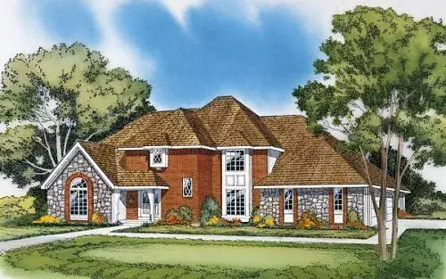 Traditional house plans 46-272 - front exterior, 3,169 sq ft, 4 bed, 3 bath house plans | Monster House Plans