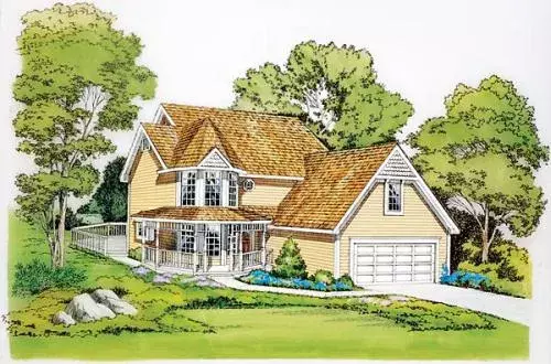 Victorian house plans 46-283 - front exterior, 2,001 sq ft, 3 bed, 2 bath house plans | Monster House Plans