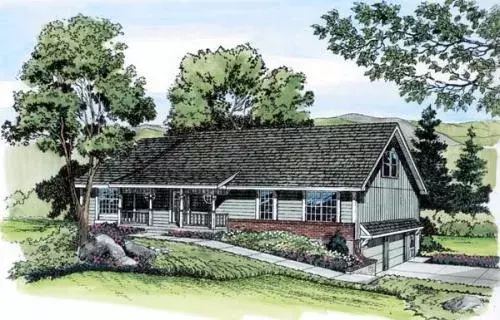 Country house plans 46-295 - front exterior, 2,366 sq ft, 4 bed, 2 bath house plans | Monster House Plans
