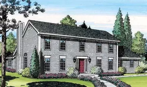Colonial house plans 46-301 - front exterior, 2,095 sq ft, 3 bed, 2 bath house plans | Monster House Plans