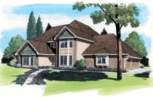 Traditional house plans 46-302 - front exterior, 3,009 sq ft, 4 bed, 3 bath house plans | Monster House Plans