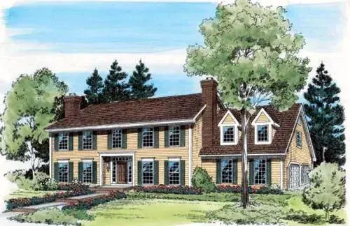 Colonial house plans 46-308 - front exterior, 3,230 sq ft, 4 bed, 2 bath house plans | Monster House Plans