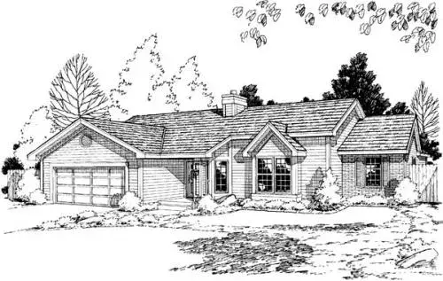 Traditional house plans 46-333 - front exterior, 1,606 sq ft, 3 bed, 2 bath house plans | Monster House Plans