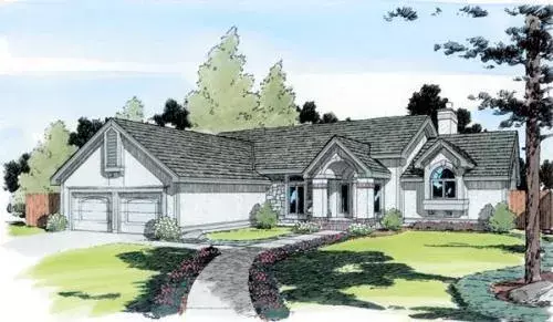 Traditional house plans 46-334 - front exterior, 2,250 sq ft, 3 bed, 2 bath house plans | Monster House Plans