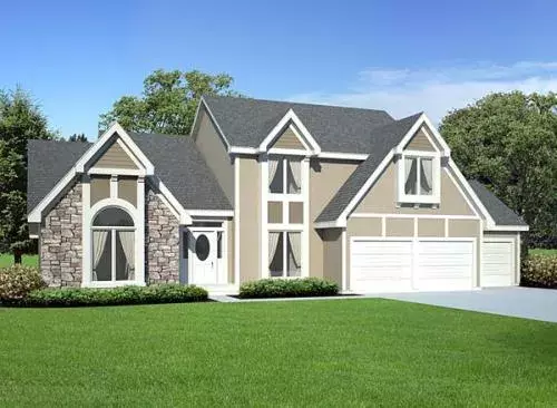 Tudor house plans 46-338 - front exterior, 2,545 sq ft, 4 bed, 3 bath house plans | Monster House Plans