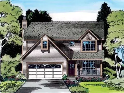 Traditional house plans 46-349 - front exterior, 2,041 sq ft, 4 bed, 2 bath house plans | Monster House Plans