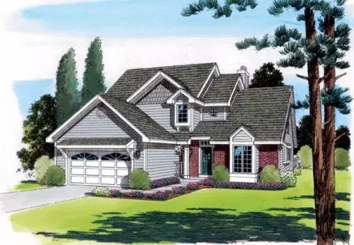 Traditional house plans 46-351 - front exterior, 2,300 sq ft, 4 bed, 2 bath house plans | Monster House Plans
