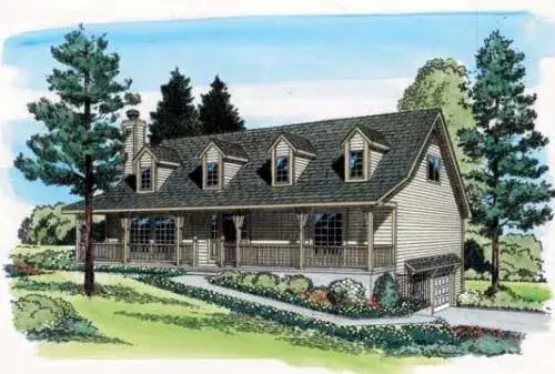 Country house plans 46-352 - front exterior, 2,381 sq ft, 4 bed, 2 bath house plans | Monster House Plans