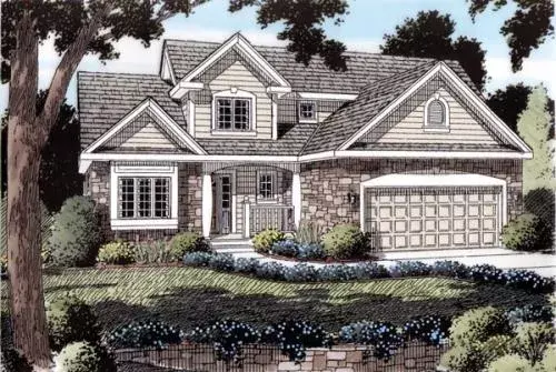 Traditional house plans 46-357 - front exterior, 2,056 sq ft, 4 bed, 2 bath house plans | Monster House Plans