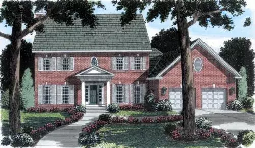 Colonial house plans 46-360 - front exterior, 2,768 sq ft, 4 bed, 2 bath house plans | Monster House Plans