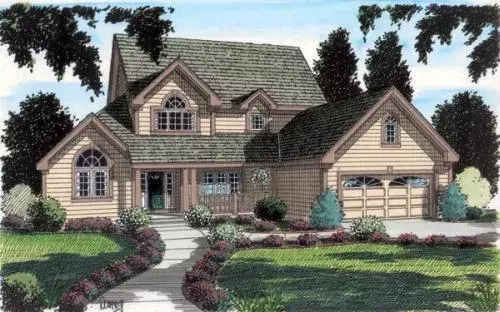 Traditional house plans 46-361 - front exterior, 2,257 sq ft, 4 bed, 2 bath house plans | Monster House Plans