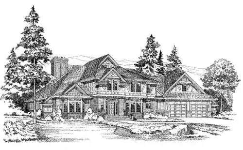 Tudor house plans 46-367 - front exterior, 2,838 sq ft, 3 bed, 2 bath house plans | Monster House Plans