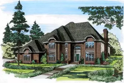 European house plans 46-372 - front exterior, 4,118 sq ft, 4 bed, 3 bath house plans | Monster House Plans