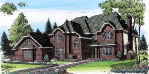 European house plans 46-373 - front exterior, 4,065 sq ft, 4 bed, 3 bath house plans | Monster House Plans