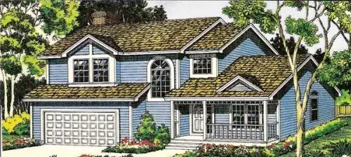 Traditional house plans 46-374 - front exterior, 2,050 sq ft, 3 bed, 2 bath house plans | Monster House Plans