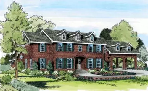 Southern Colonial house plans 46-381 - front exterior, 3,658 sq ft, 5 bed, 4 bath house plans | Monster House Plans