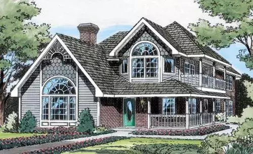 Country house plans 46-384 - front exterior, 2,267 sq ft, 3 bed, 2 bath house plans | Monster House Plans