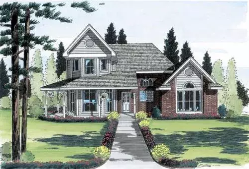 Country house plans 46-386 - front exterior, 2,114 sq ft, 3 bed, 2 bath house plans | Monster House Plans