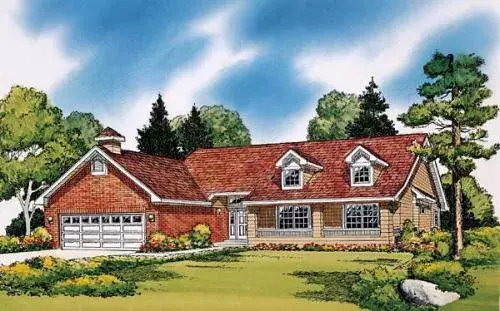 Traditional house plans 46-403 - front exterior, 1,700 sq ft, 3 bed, 2 bath house plans | Monster House Plans