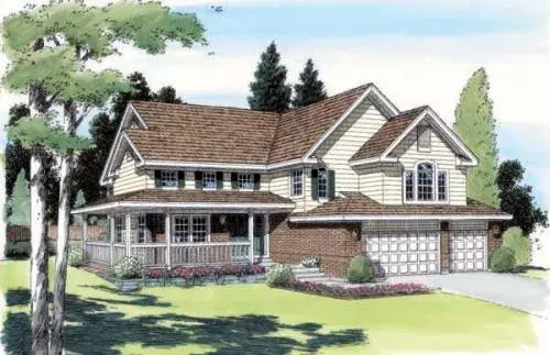 Traditional house plans 46-408 - front exterior, 2,370 sq ft, 3 bed, 2 bath house plans | Monster House Plans