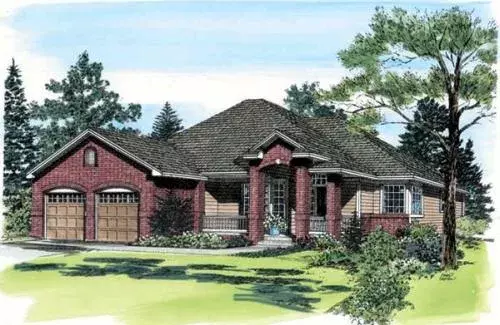 Traditional house plans 46-411 - front exterior, 2,010 sq ft, 3 bed, 2 bath house plans | Monster House Plans
