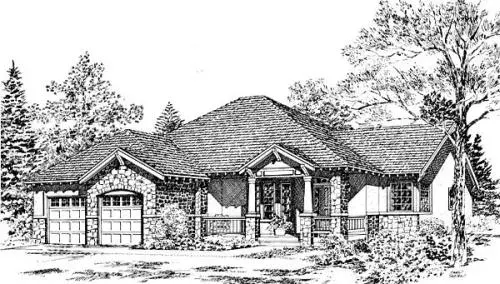 Traditional house plans 46-412 - front exterior, 2,010 sq ft, 3 bed, 2 bath house plans | Monster House Plans