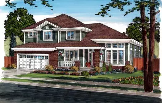 Traditional house plans 46-413 - front exterior, 2,411 sq ft, 4 bed, 2 bath house plans | Monster House Plans